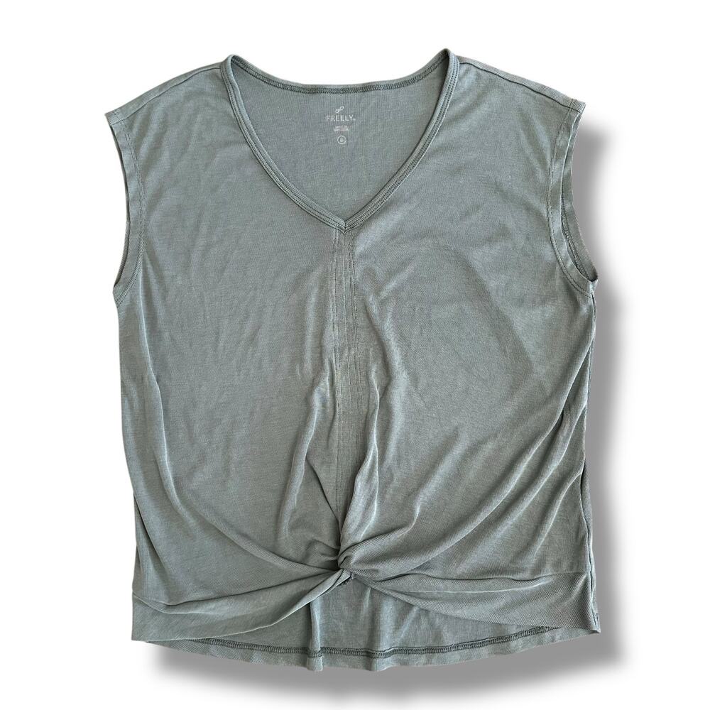 Freely Active Tank Top Small Green Twist Knot Hem Lightweight